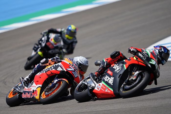 pembalap Aprilia Gresini, Bradley Smith (#38), pada balapan MotoGP Spanyol di Sirkuit Jerez, Spanyol, 19 Juli 2020.