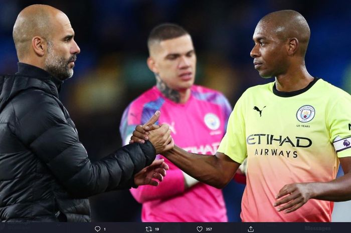 Pep Guardiola dan Fernandinho.