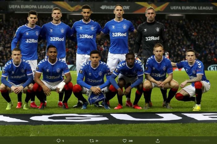 Skuad Rangers FC saat berpose dalam ajang Liga Europa.