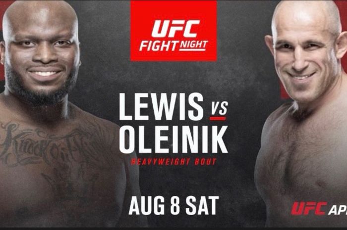 Poster Derrick Lewis vs Aleksei Oleinik (kanan) di UFC Fight Night 174.