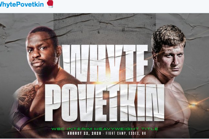 Poster pertandingan tinju, Dillian Whyte (kiri) vs Alexander Povetkin pada 22 Agustus 2020.