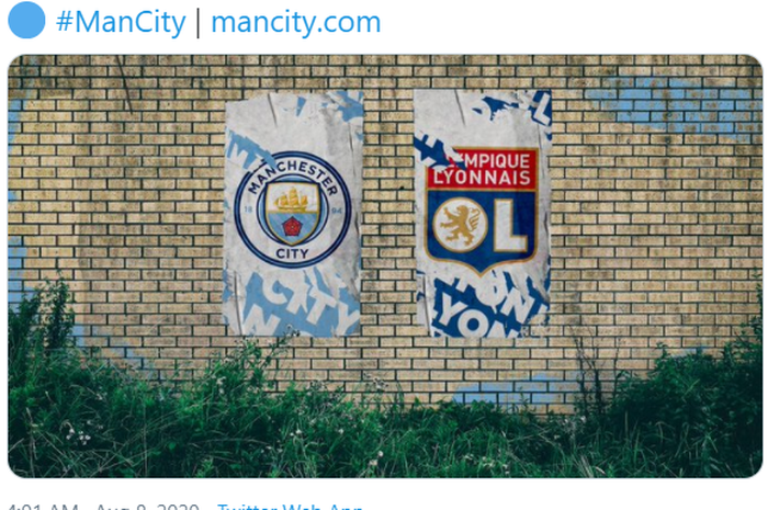 Ilustrasi pertandingan Manchester City melawan Olympique Lyon.