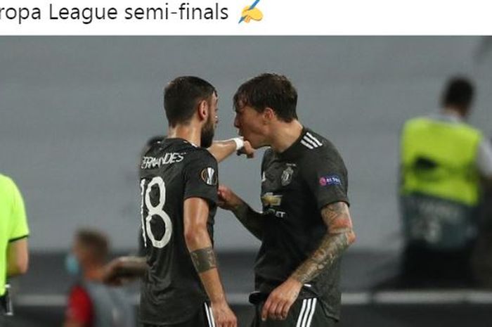 Terungkap penyebab gelandang Manchester United, Bruno Fernandes, sangat marah kepada rekannya, Victor Lindelof, dalam laga semifinal Liga Europa, Minggu (16/8/2020).