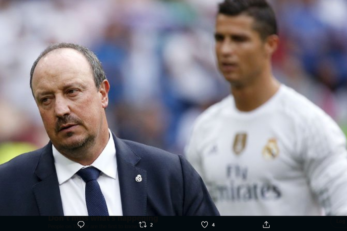 Rafael Benitez dan Cristiano Ronaldo saat masih sama-sama membela Real Madrid.