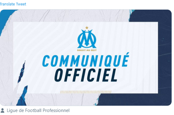 Olympique Marseille mengumumkan ada tiga anggotanya yang kemungkinan positif COVID-19.