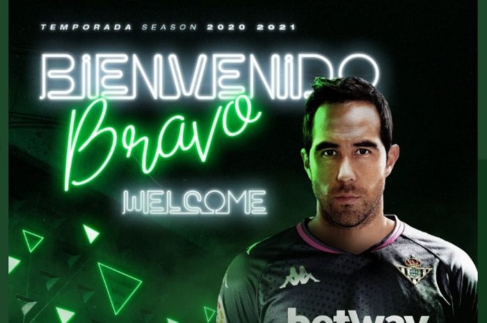 Real Betis resmi mendapatkan mantan kiper Manchester Ciy dan Barcelona, Claudio Bravo.