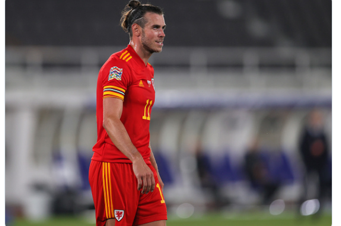 Gareth Bale saat membela timnas Wales di pertandingan UEFA Nations League.
