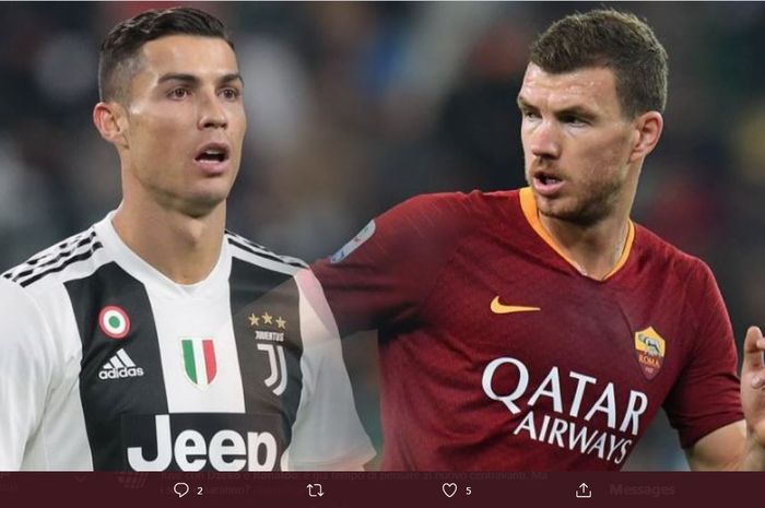 Cristiano Ronaldo dan Edin Dzeko, calon duet anyar di lini depan Juventus.