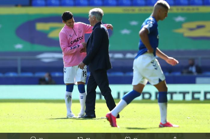 James Rodriguez dan Carlo Ancelotti, mulai meledak di Everton.