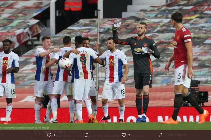 Manchester United dikalahkan Crystal Palace dalam laga perdananya di Liga Inggris 2020-2021.