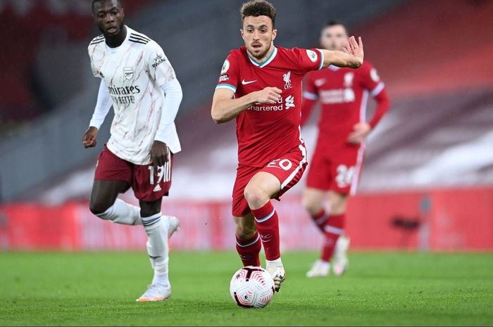 Diogo Jota berhasil mencetak gol debutnya untuk Liverpool saat melawan Arsenal, Selasa (29/9/2020) dini hari WIB.