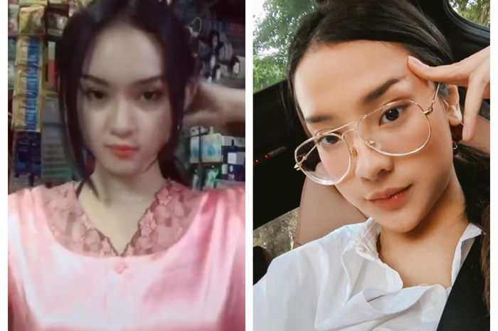 Penjaga warung mirip Anya Geraldine (kiri), Anya Geraldine asli (kanan)