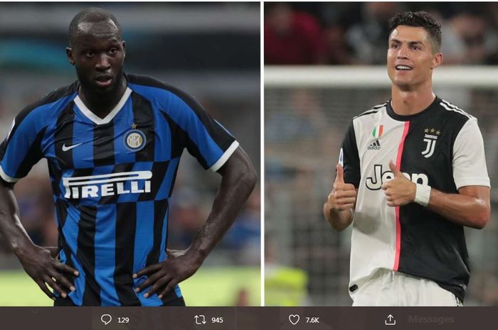 Romelu Lukaku (kiri) dan Cristiano Ronaldo. Dua penyerang mahal milik Inter Milan dan Juventus.