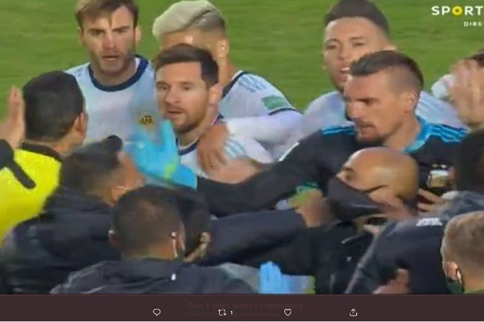 Insiden pertengkaran Lionel Messi dalam duel timnas Argentina vs timnas Bolivia pada Selasa (13/10/2020).