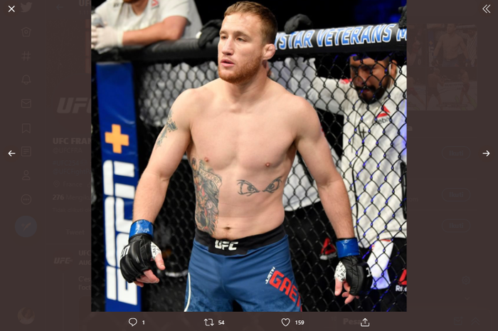 Petarung kelas ringan UFC, Justin Gaethje.