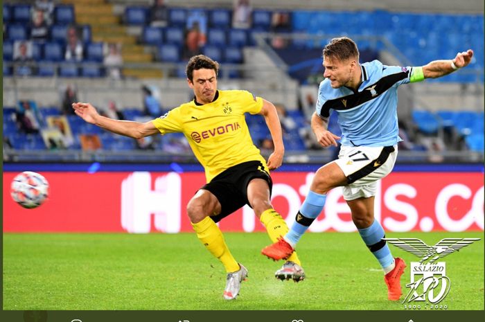 Ciro Immobile, mencetak gol dalam laga Lazio vs Borussia Dortmund di Liga Champions, Rabu (21/10/2020) WIB di Stadion Olimpico Roma.