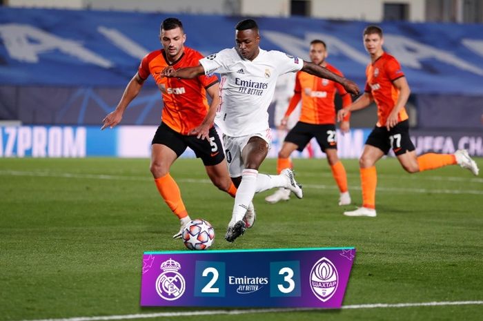 Real Madrid kalah 2-3 dari Shakhtar Donetsk dalam partai Liga Champions di Estadio Alfredo Di Stefano, Rabu (21/10/2020).