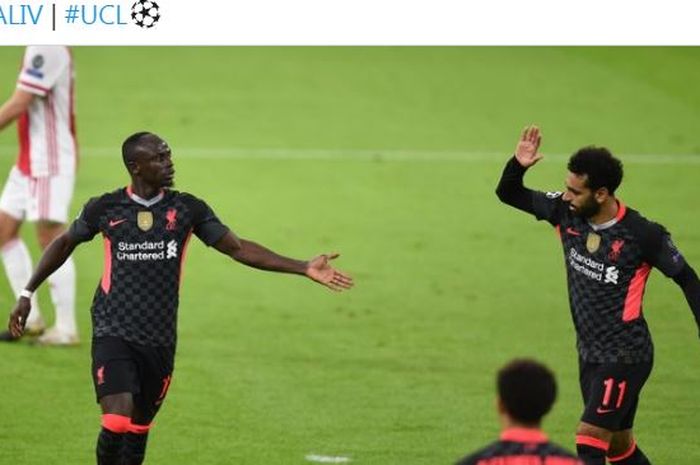 Trio jagoan Liverpool nonton doang dalam laga Grup D Liga Champions melawan Midtjylland di Stadion Anfield, Selasa (27/10/2020).