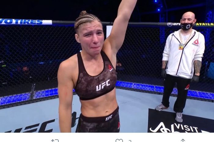 Miranda Maverick, menang dalam laga debutnya di UFC dengan mengalahkan Liana Jojua di UFC 254, Sabtu (24/10/2020).