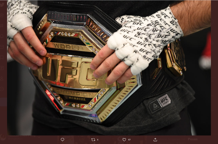 Gambar sabuk juara UFC. 