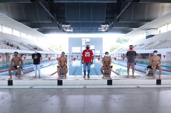 Tim nasional Indonesia renang menjalani persiapan menjelang Olimpiade Tokyo 2020 di Stadion Akuatik GBK, Jakarta.