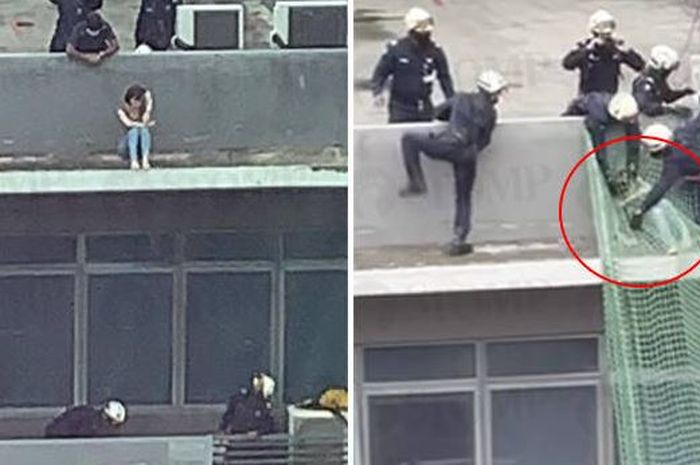 Detik-detik SCDF menyelamatkan wanita di balkon