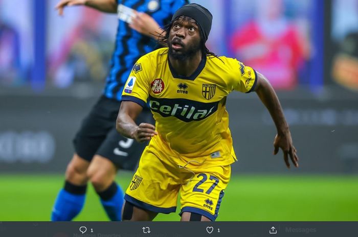 Gervinho mencetak dua gol Parma ke gawang Inter Milan dalam lanjuta Liga Italia di Giuseppe Meazza, 30 Oktober 2020.