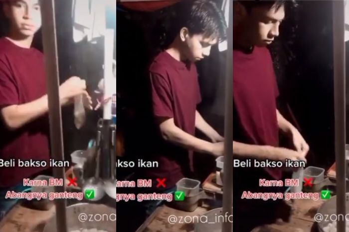 Tukang bakso ikan berwajah mirip dengan presenter tajir, Raffi Ahmad