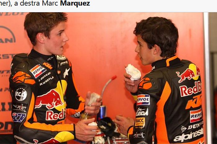 Cameron Beaubier (kiri) dan Marc Marquez ketika memperkuat tim Red Bull KTM Moto Sport pada kejuaraan dunia 125cc musim 2009.