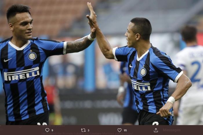 Dua penyerang Inter Milan, Lautaro Martinez dan Alexis Sanchez.