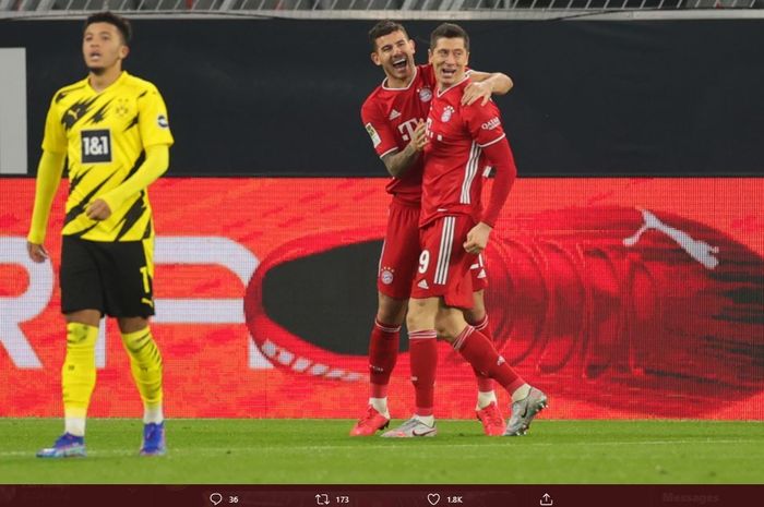 Robert Lewandowski melakoni laga ke-300 dan berhasil membawa Bayern Muenchen dalam laga Der Klassiker melawan Borussia Dortmund.