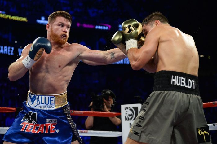 Canelo Alvarez saat menghadapi Gennady Golovkin.