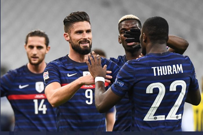 Marcus Thuram, membuat assist buat Olivier Giroud dalam laga Prancis vs Swedia di UEFA Nations League, Selasa (17/11/2020) di Stade de France, Saint- Denis.