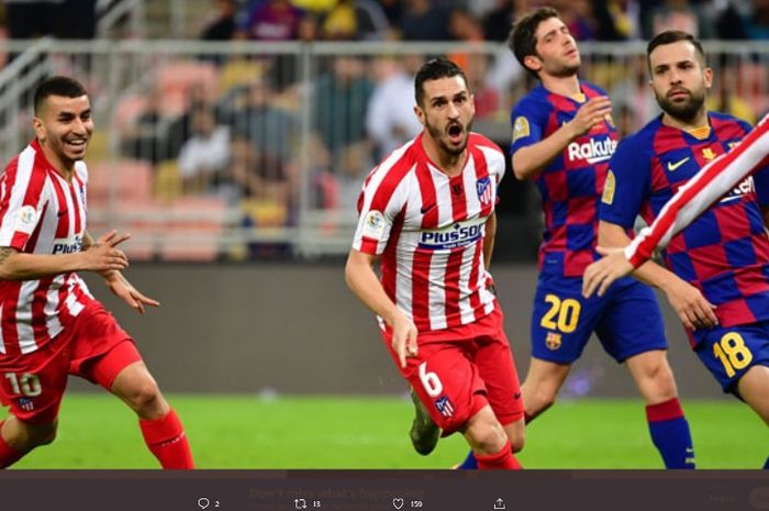 Laga Atletico Madrid vs Barcelona pada musim 2019-2020.