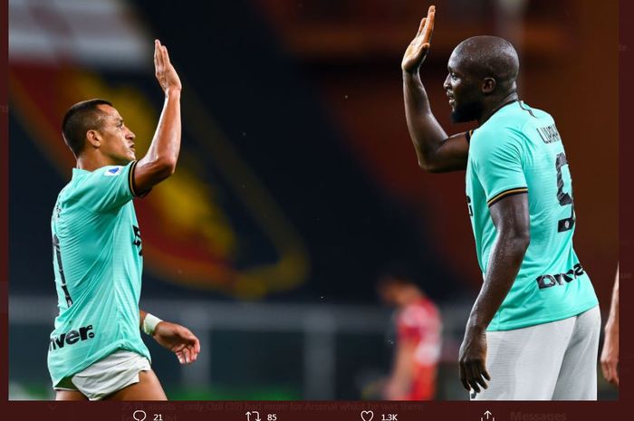 Duet penyerang Inter Milan, Alexis Sanchez dan Romelu Lukaku.