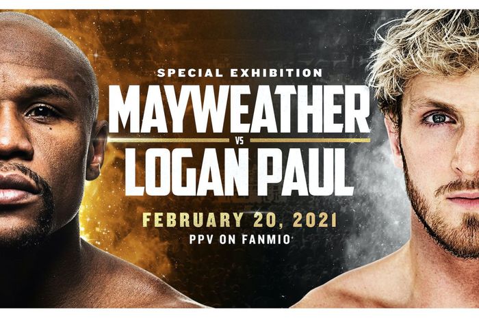 Poster laga ekshibisi tinju Floyd Mayweather vs Logan Paul. 