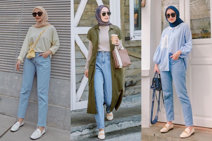 OOTD Hijab Pakai Celana Jeans dari Mega Iskanti