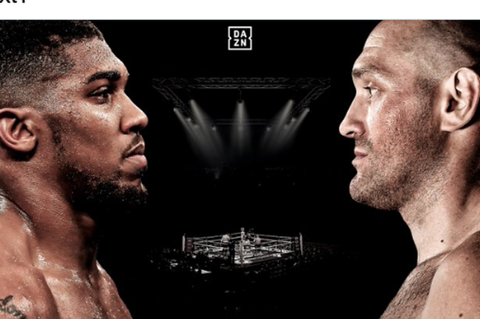 Ilustrasi poster pertandingan tinju Anthony Joshua (kiri) vs Tyson Fury (kanan)