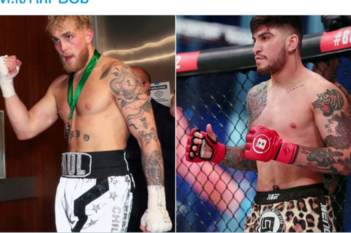 Jake Paul (kiri) menantang petarung MMA, Dillon Danis (kanan), untuk beradu di ring tinju.