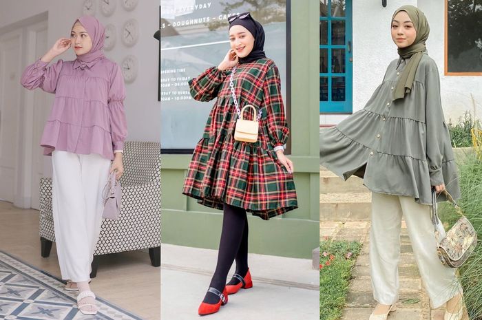  Tren  Hijab  2022 Tampil Modis ala Selebgram dengan Blus 
