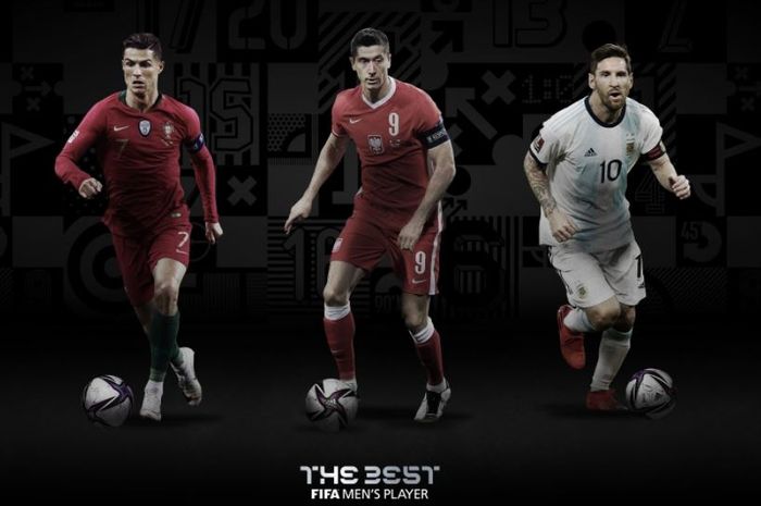 Cristiano Ronaldo, Robert Lewandowski, dan Lionel Messi, kandidat pemain terbaik dunia kategori pria versi The Best FIFA Football Awards 2020.