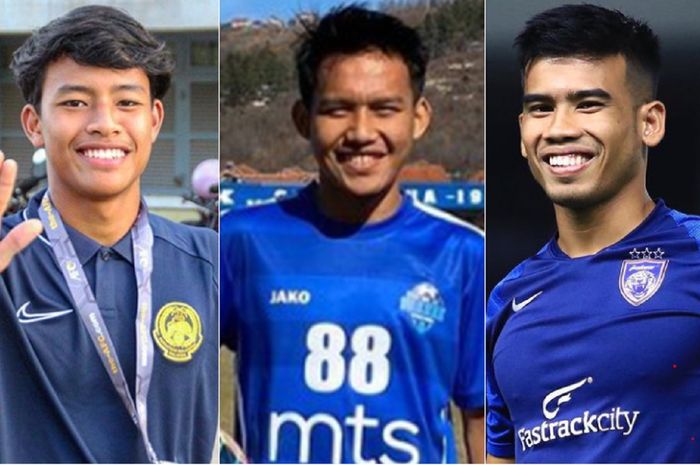 Gelandang Timnas U-19 Indonesia Witan Sulaeman (tengah) diapit dua bintang Malaysia, Luqman Hakim Shamsudin (kiri) dan Safawi Rasid. Ketiganya bergabung di klub utama atau senior Eropa.