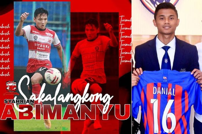 Syahrian Abimanyu dilepas Madura United dengan ucapan terima kasih, sedangkan Danial Amier dilepas Felda United dengan jersey baru Johor Darul Ta'zim.