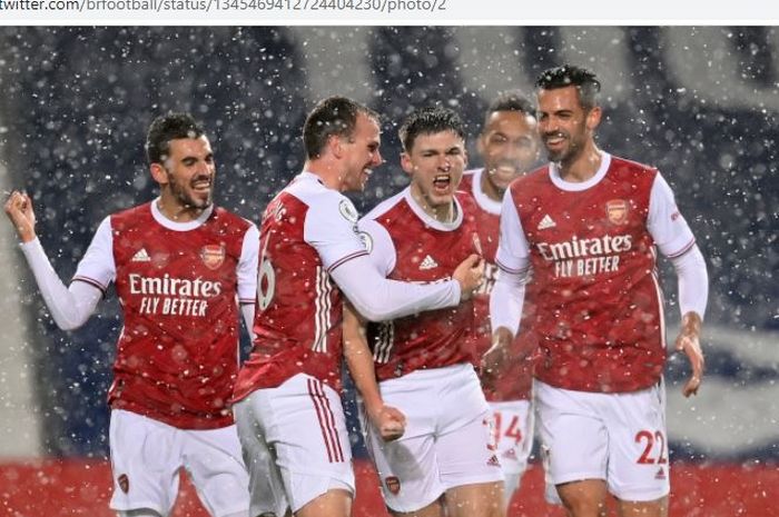 Main di lapangan putih, Arsenal mencetak gol terbanyak dalam satu laga Liga Inggris yang mereka jalani pada musim 2020-2021.