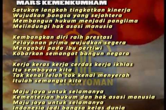 Berikut Ini Lirik Lagu 'Mars Kemenkumham' Ciptaan Sri Puguh Budi Utami