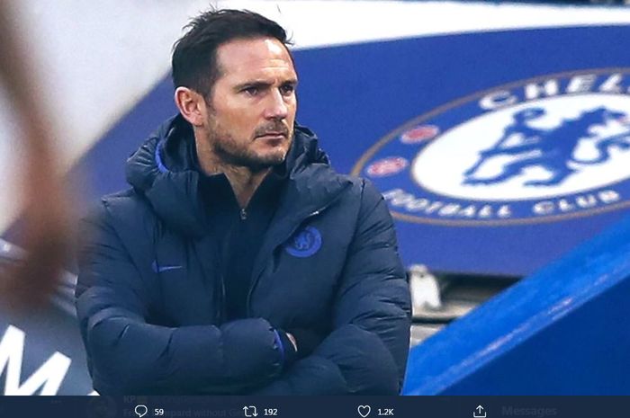 Ekspresi pelatih Chelsea, Frank Lampard.