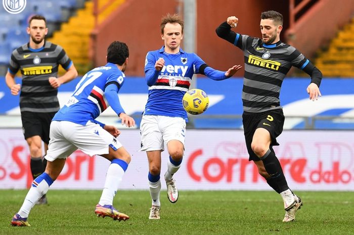 Inter Milan takluk 1-2 dari Sampdoria pada laga pekan ke-16 Liga Italia 2020-2021.