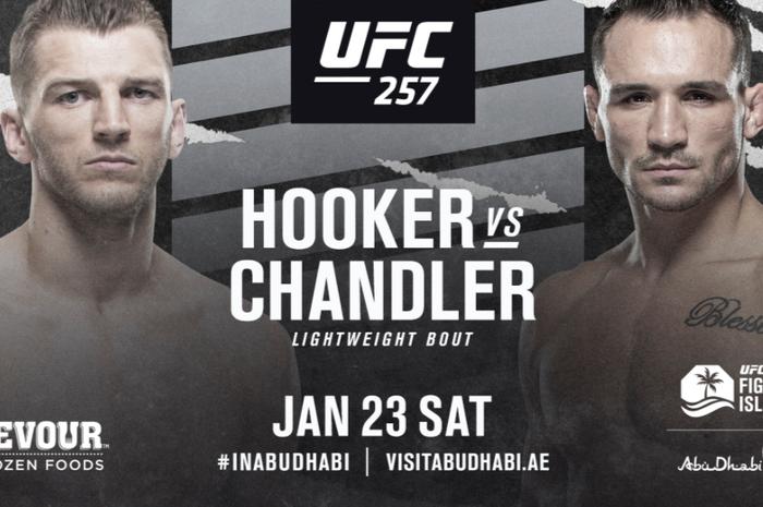 Poster pertarungan Dan Hooker vs Michael Chandler saat diadu pada 23 Januari 2021 pada ajang UFC 257. 