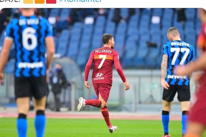 Gol Lorenzo Pellegrini benar-benar ke ujung gawang, Inter Milan diam di markas AS Roma dalam laga Liga Italia.