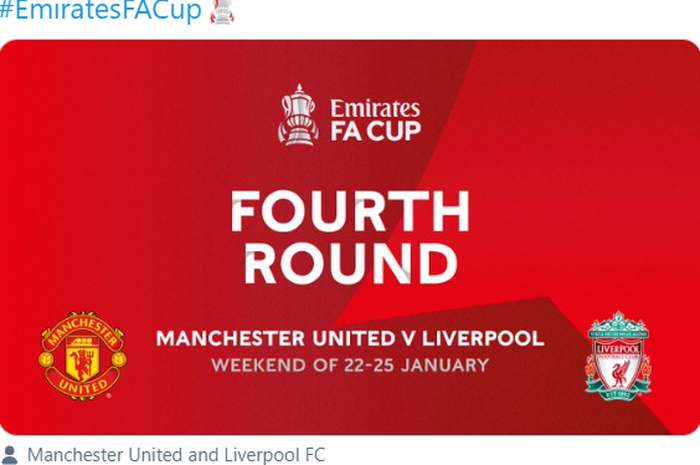 Manchester United akan berhadapan dengan Liverpool di putaran keempat Piala FA.
